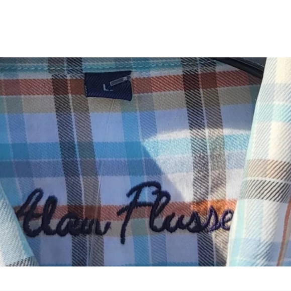 ALAN FLUSSER Men’s Large Casual Shirt MULTI COLOR Plaid Button Down. - Picture 3 of 3